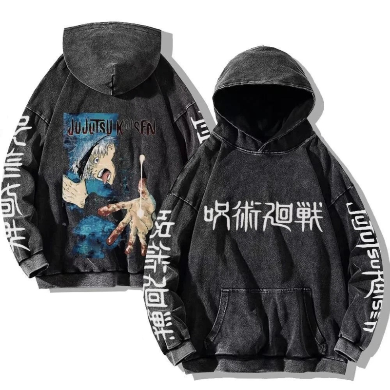 Winter Clothing Anime - Japanese Jujutsu Kaisen Anime Hooded Washed